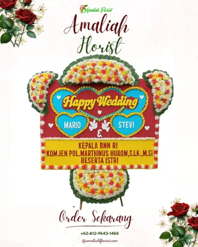 Karangan Papan Bunga Pernikahan di Tamanagung